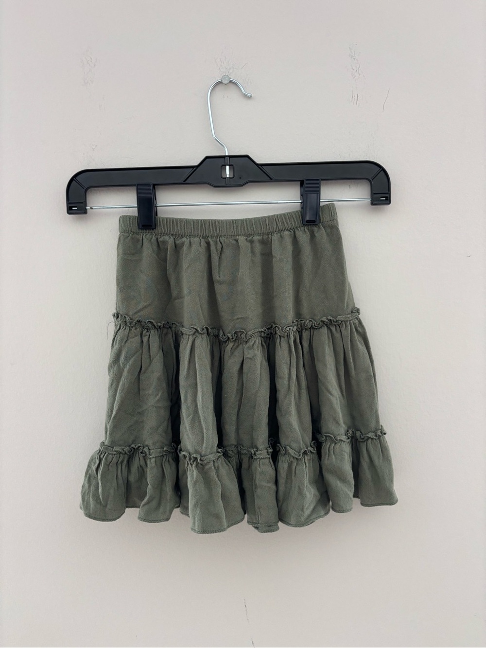 Polly Sage Green Tiered Ruffle Mini Skirt Size Small Boho Cottagecore - Picture 2 of 3